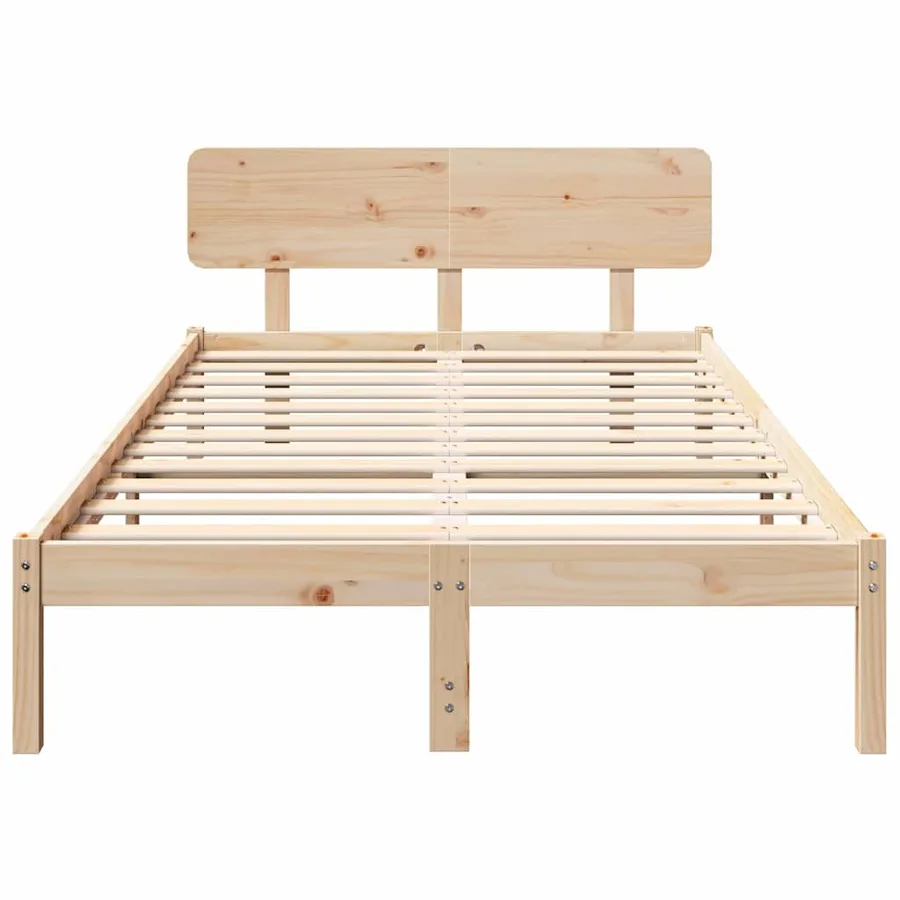Cadre de lit avec tête de lit Naturel 135 x 190 cm Pin massif - 5