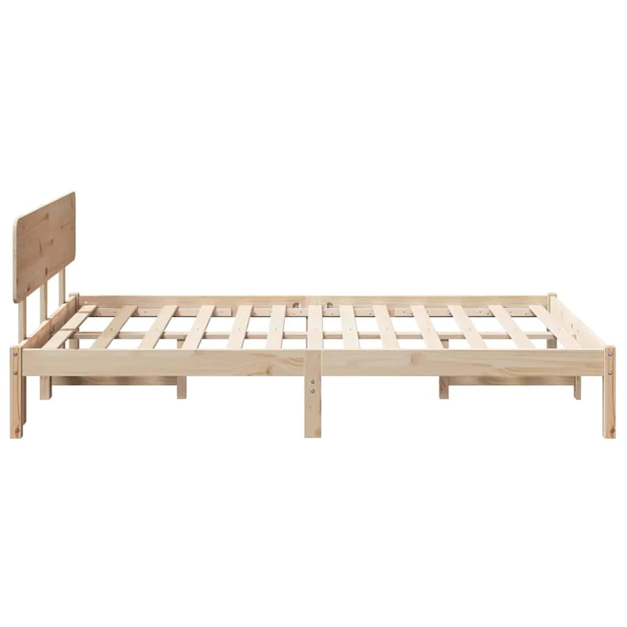 Cadre de lit avec tête de lit Naturel 135 x 190 cm Pin massif - 6