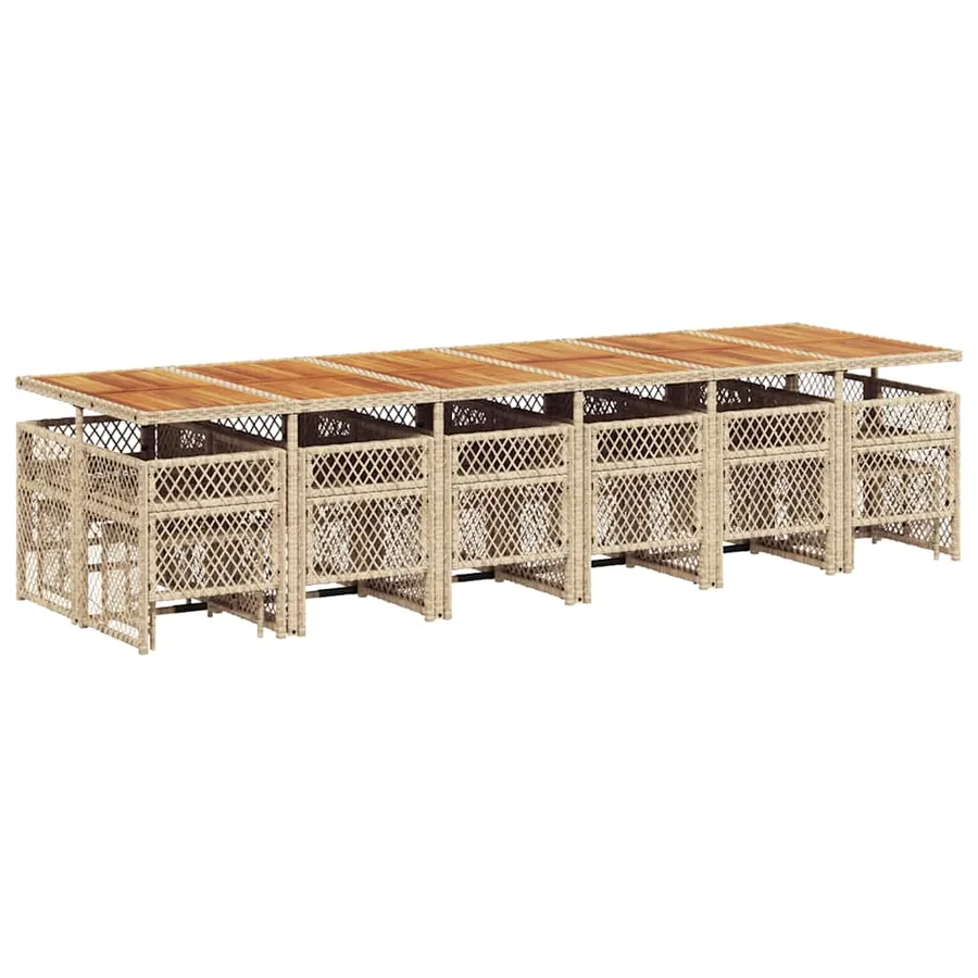 Ensemble à manger de jardin et coussins 17 pcs beige - 6