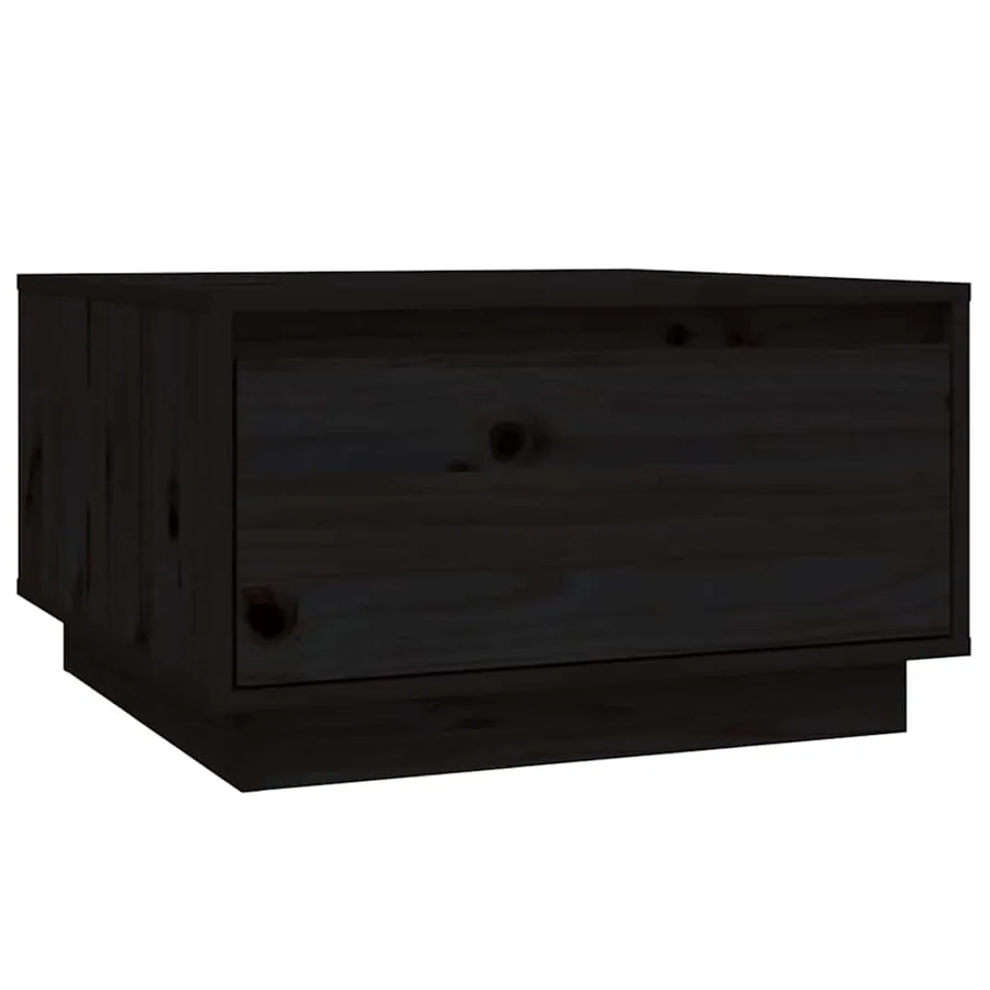 Table basse Noir 55x56x32 cm Bois massif de pin - 2