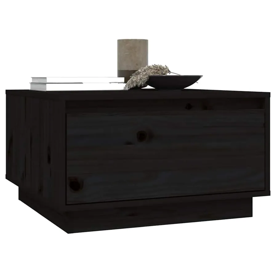 Table basse Noir 55x56x32 cm Bois massif de pin - 4