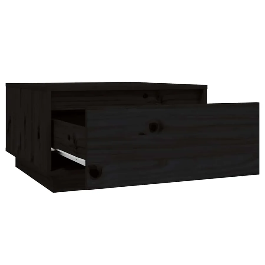 Table basse Noir 55x56x32 cm Bois massif de pin - 6