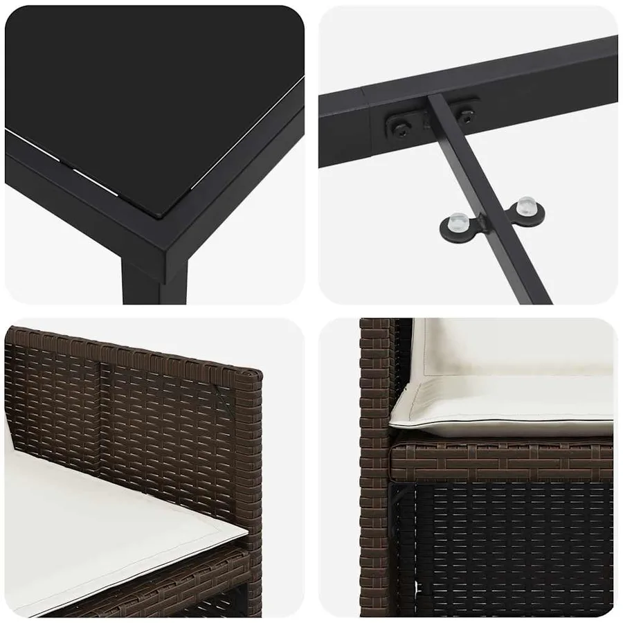 Ensemble de salle à manger pour jardin 9 pcs Marron polyrotin - 9