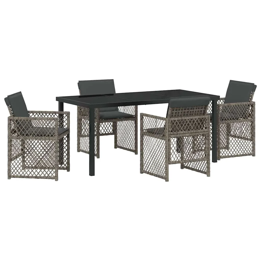 Ensemble de salle à manger pour jardin 5 pcs Gris polyrotin - 2