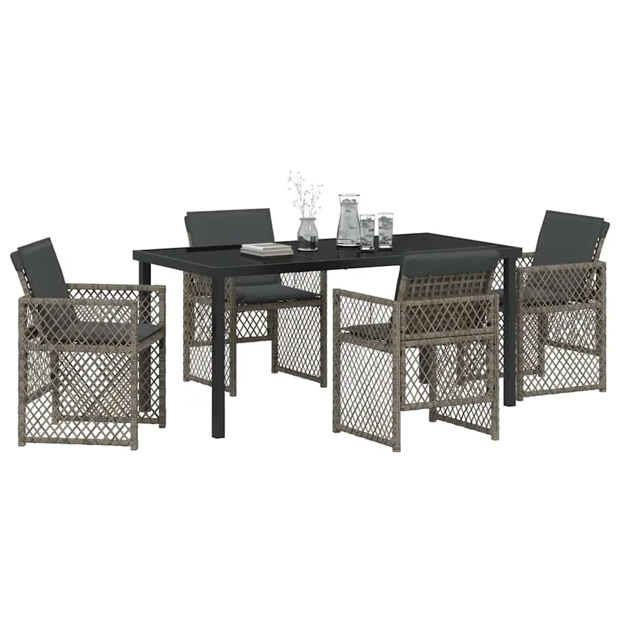 Ensemble de salle à manger pour jardin 5 pcs Gris polyrotin - 3