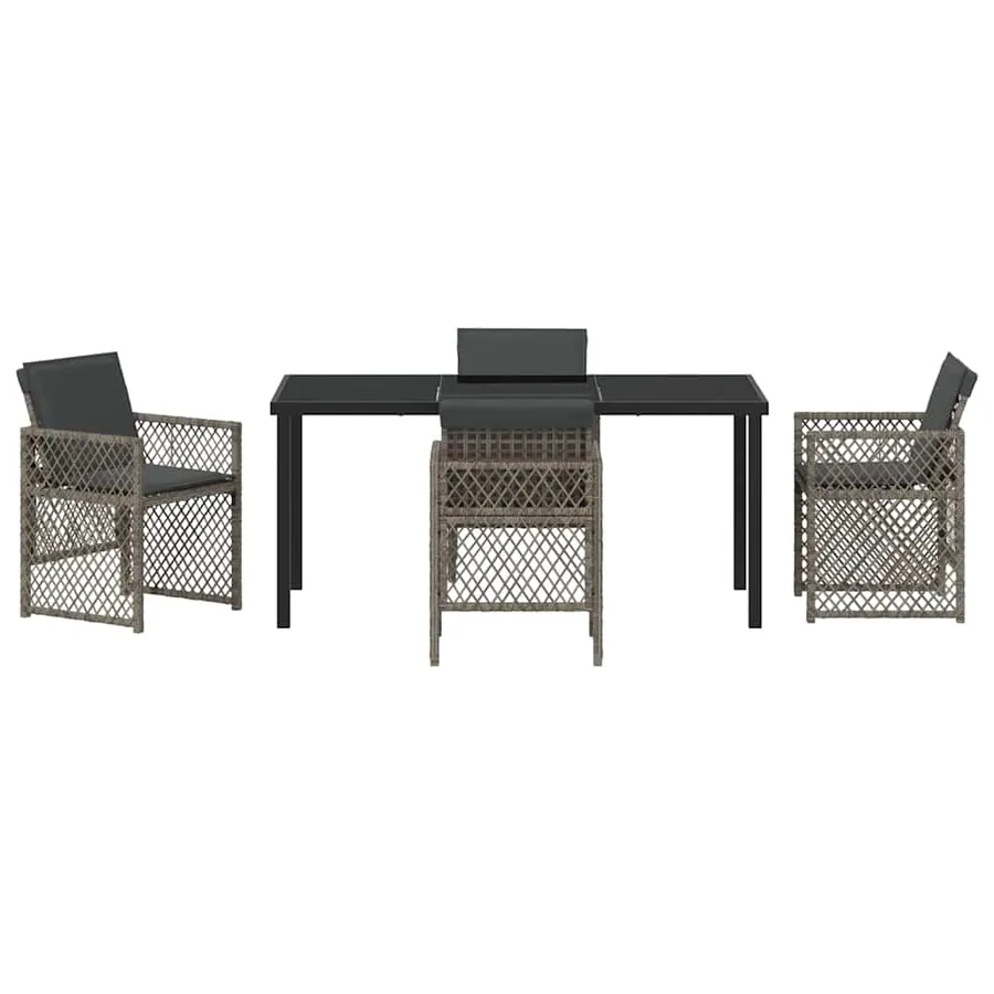 Ensemble de salle à manger pour jardin 5 pcs Gris polyrotin - 7