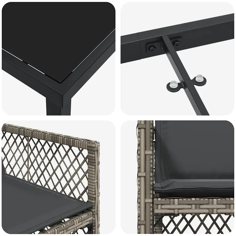Ensemble de salle à manger pour jardin 5 pcs Gris polyrotin - 9