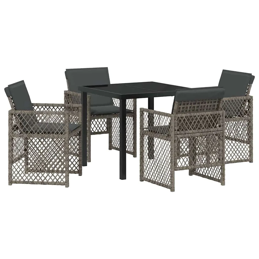 Ensemble de salle à manger pour jardin 5 pcs Gris polyrotin - 2