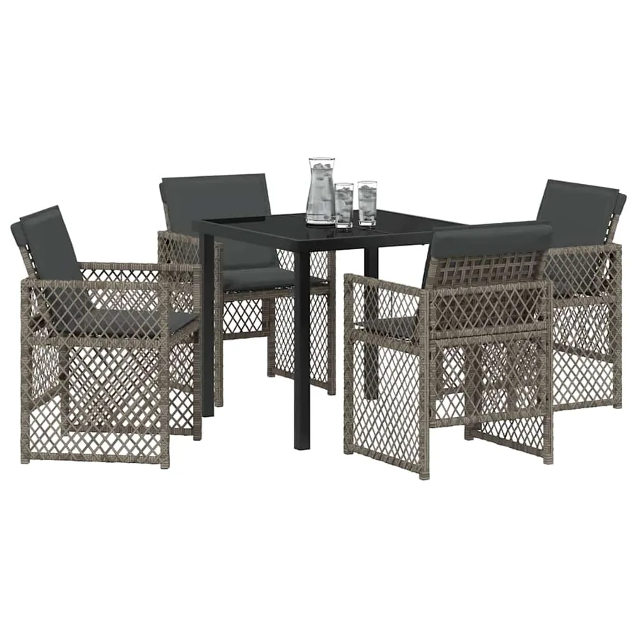 Ensemble de salle à manger pour jardin 5 pcs Gris polyrotin - 3