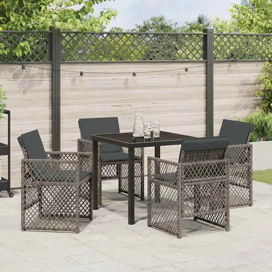 Ensemble de salle à manger pour jardin 5 pcs Gris polyrotin - 4