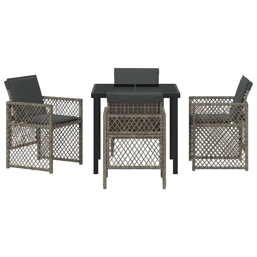 Ensemble de salle à manger pour jardin 5 pcs Gris polyrotin - 7