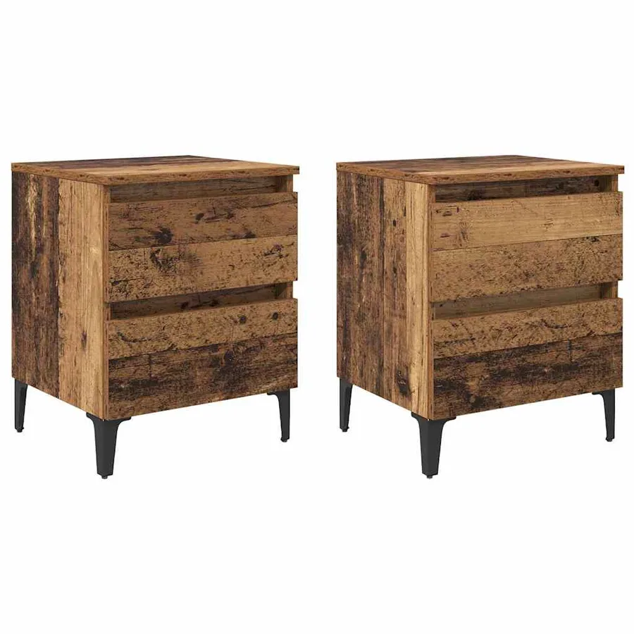 Cabinet de chevet 2 pcs Bois ancien 40 x 35 x 50 cm - 2