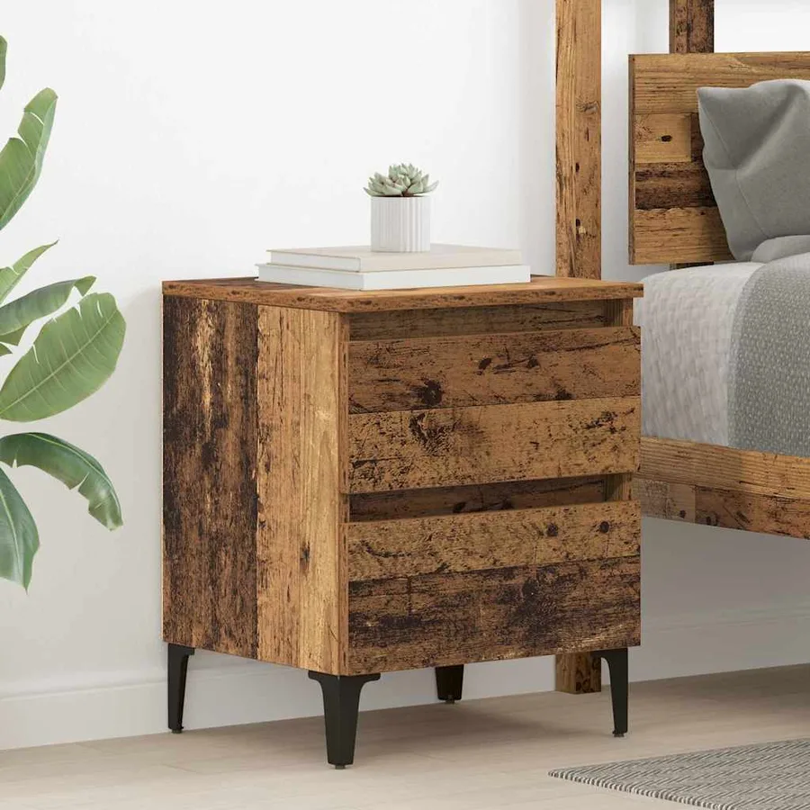 Cabinet de chevet 2 pcs Bois ancien 40 x 35 x 50 cm - 4