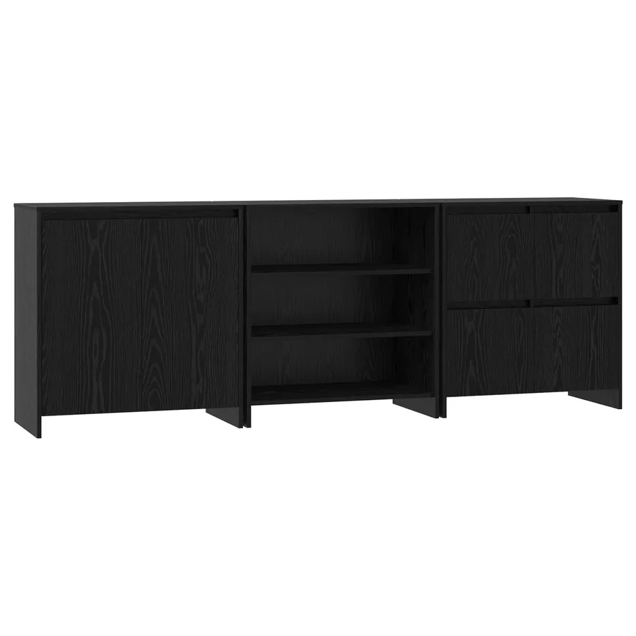 Buffet 3 pcs Chêne noir 70 x 41 x 75 cm Bois d'ingénierie - 2