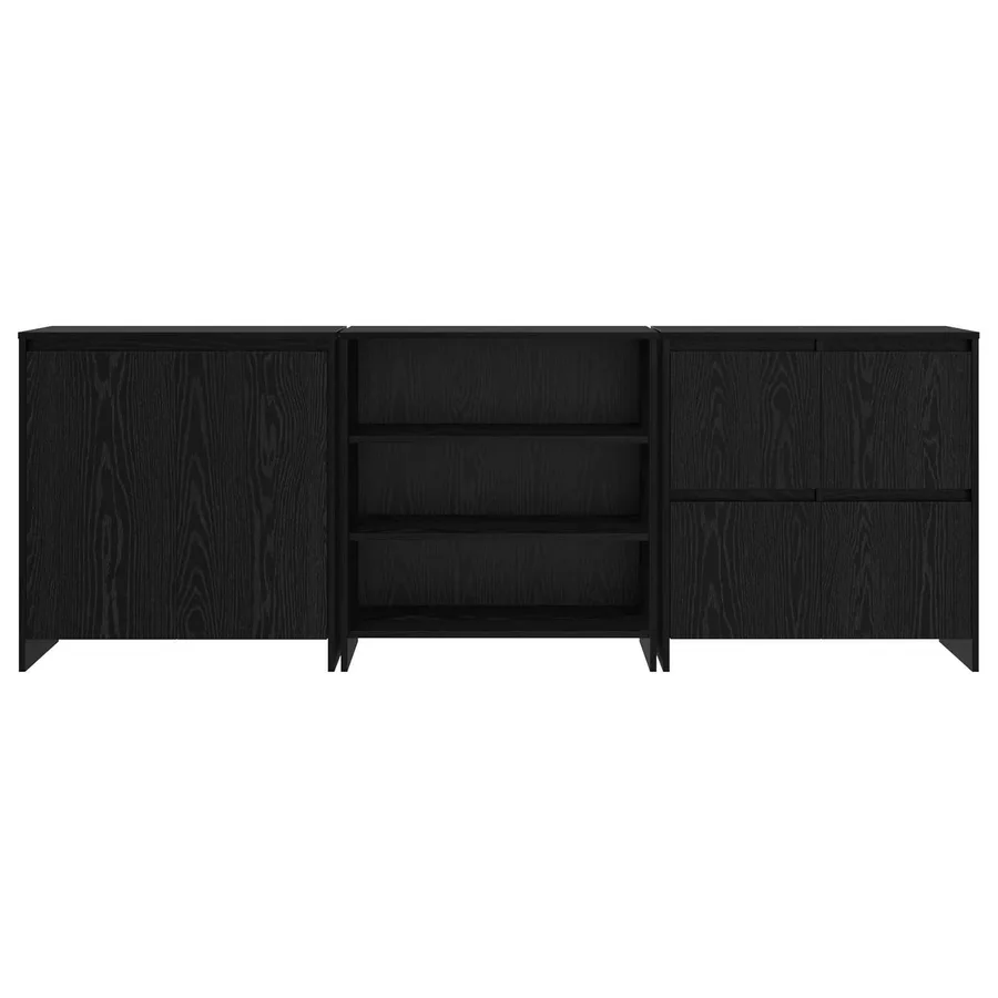 Buffet 3 pcs Chêne noir 70 x 41 x 75 cm Bois d'ingénierie - 7