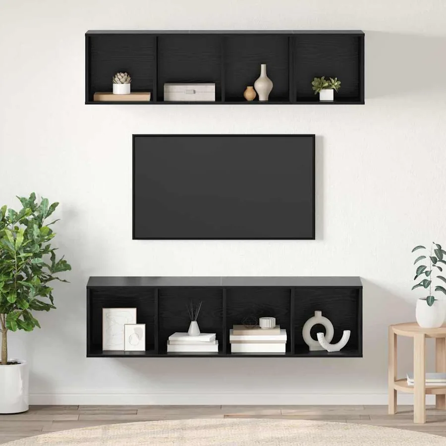 Ensemble meuble TV 3 pcs Chêne noir Bois d'ingénierie
