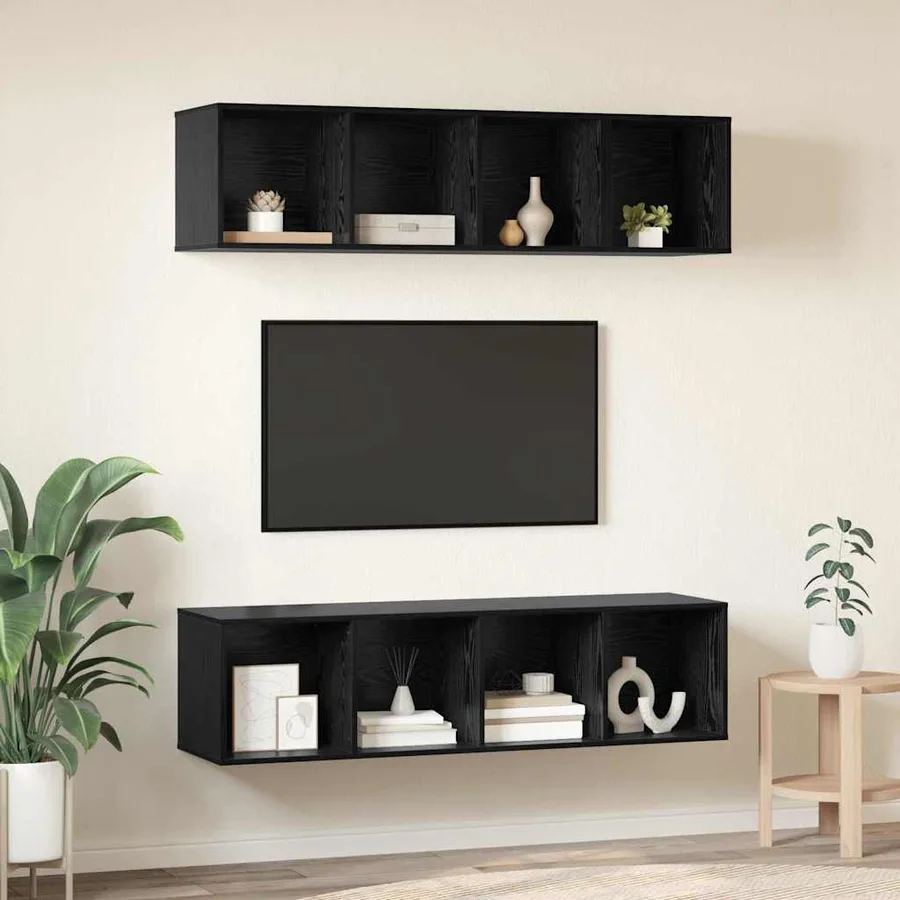 Ensemble meuble TV 3 pcs Chêne noir Bois d'ingénierie - 4