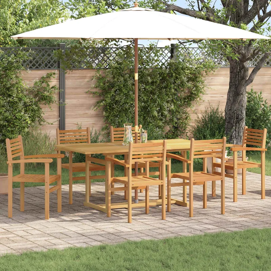 Ensemble de salle à manger pour jardin 7 pcs Marron