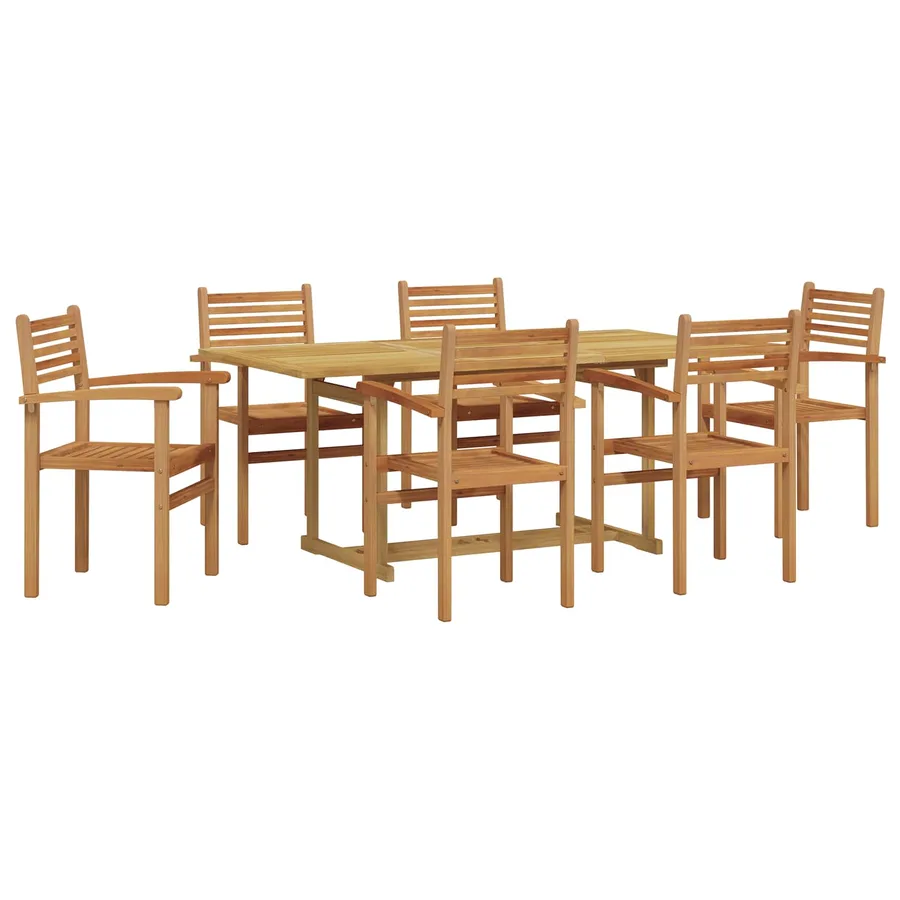Ensemble de salle à manger pour jardin 7 pcs Marron - 2