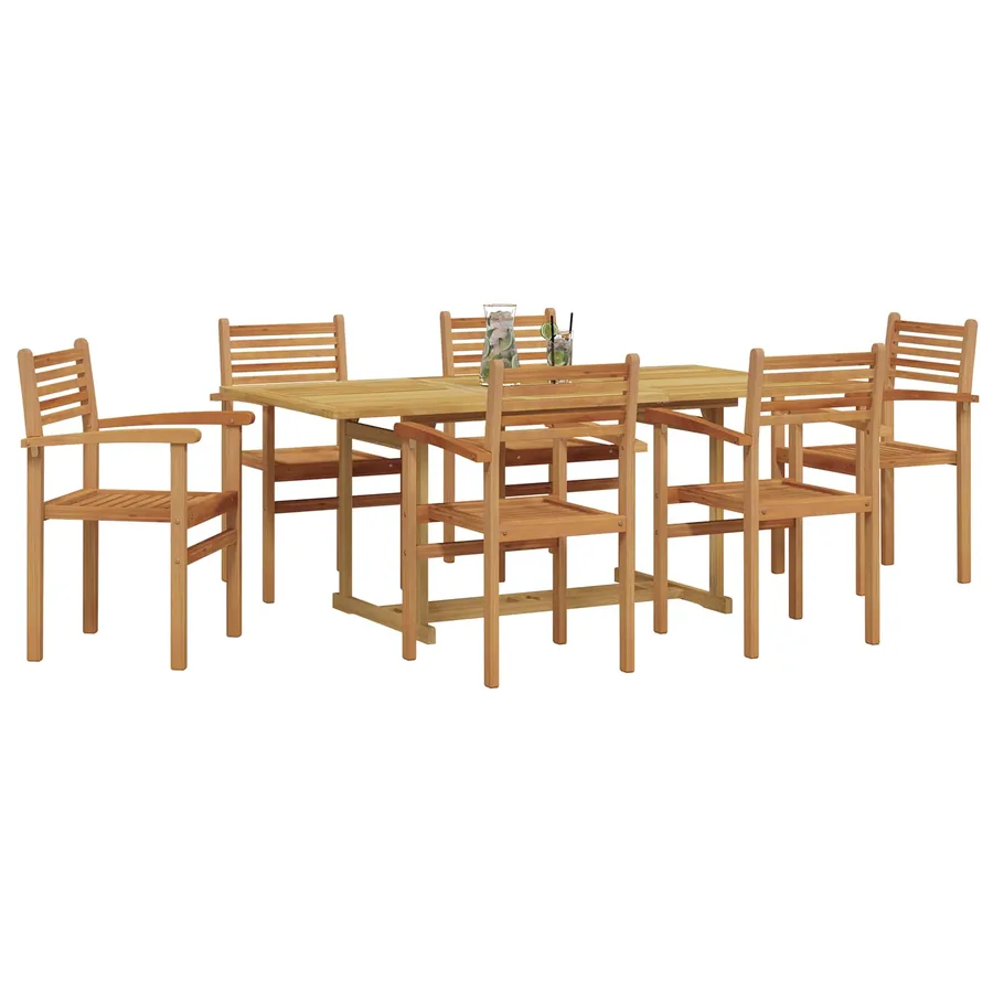 Ensemble de salle à manger pour jardin 7 pcs Marron - 3