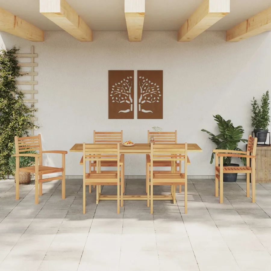Ensemble de salle à manger pour jardin 7 pcs Marron - 4