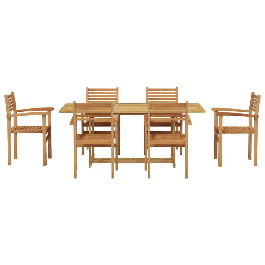 Ensemble de salle à manger pour jardin 7 pcs Marron - 7