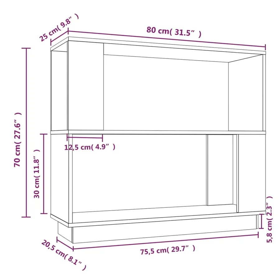 Bibliothèque/Cloison Marron miel 80x25x70 cm Bois massif - 8