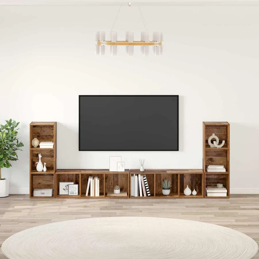 Ensemble meuble TV 4 pcs Bois Ancien 37 x 35 x 107 cm