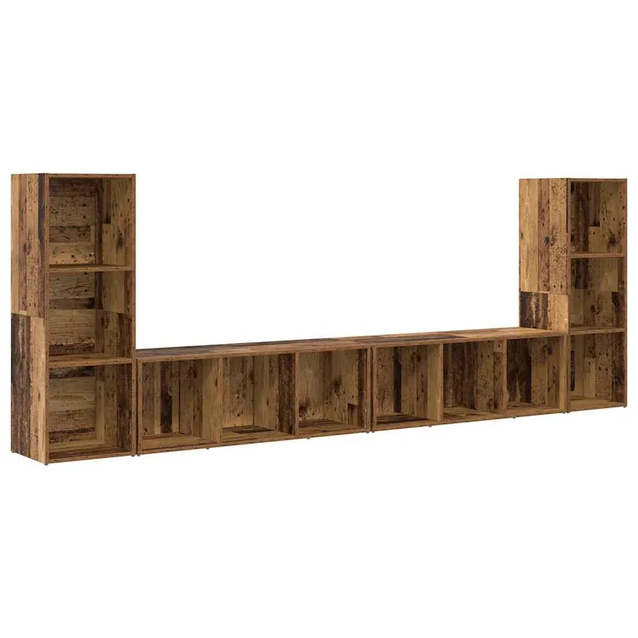 Ensemble meuble TV 4 pcs Bois Ancien 37 x 35 x 107 cm - 2