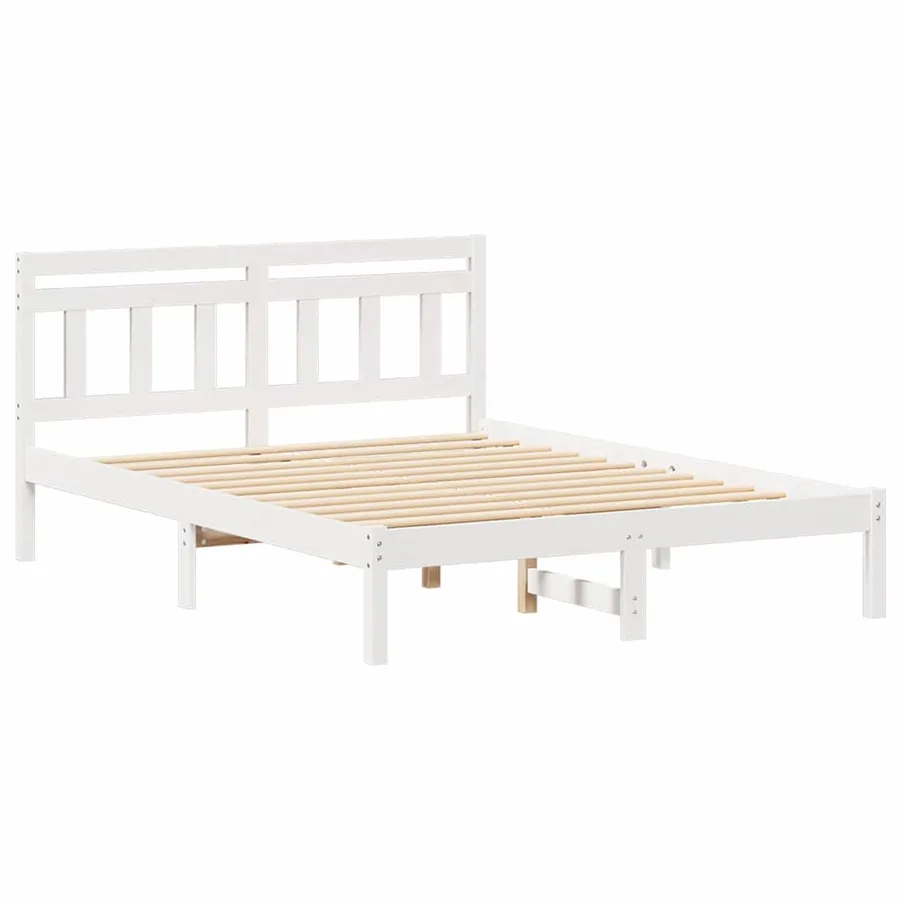 Cadre de lit Blanc 120 x 190 cm Pin massif - 4