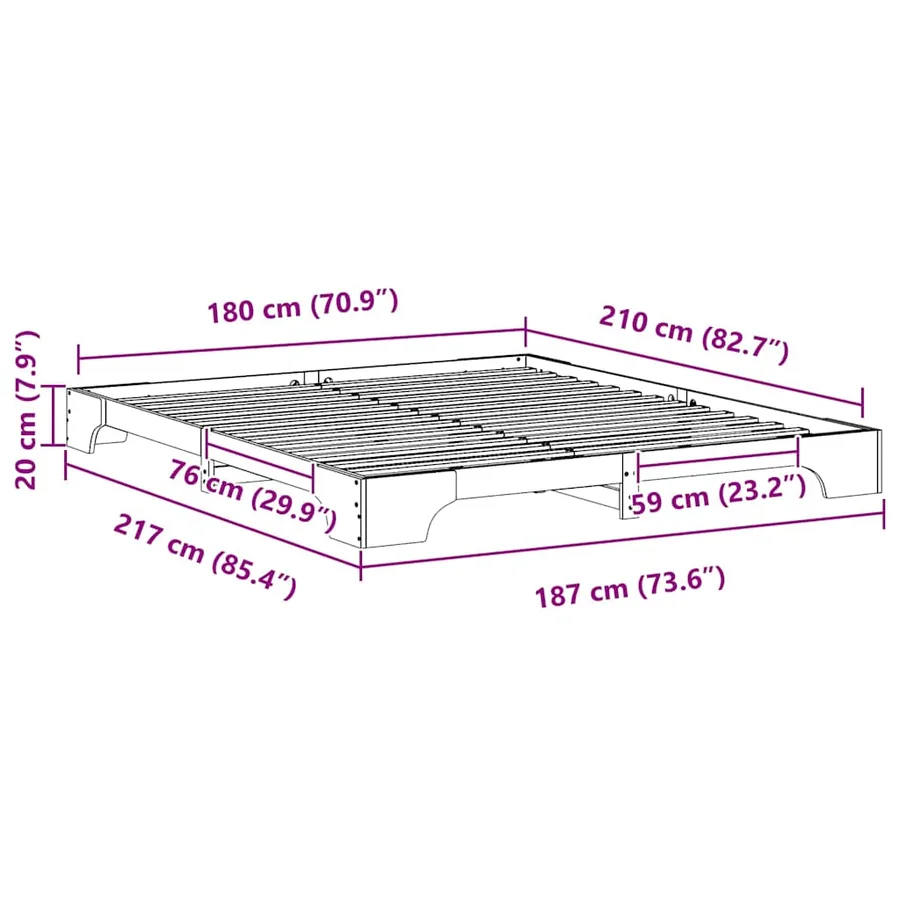 Cadre de lit Marron 180 x 210 cm Pin massif - 9