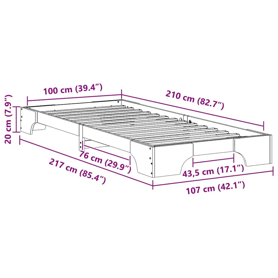 Cadre de lit Marron 100 x 210 cm Pin massif - 9