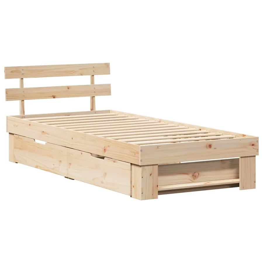 Cadre de lit avec tête de lit Naturel 75 x 190 cm Pin massif - 5