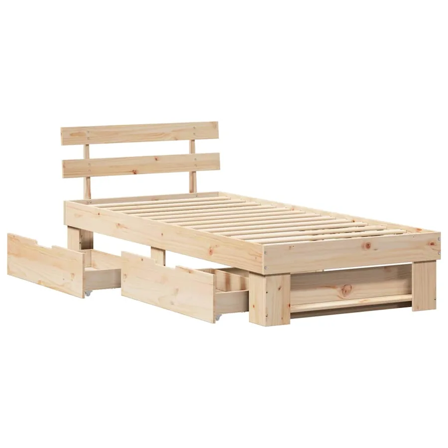 Cadre de lit avec tête de lit Naturel 75 x 190 cm Pin massif - 6