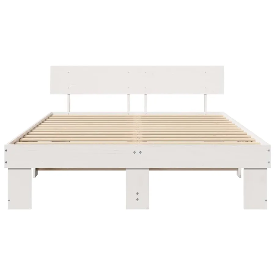 Cadre de lit avec tête de lit Blanc 150 x 200 cm Pin massif - 5