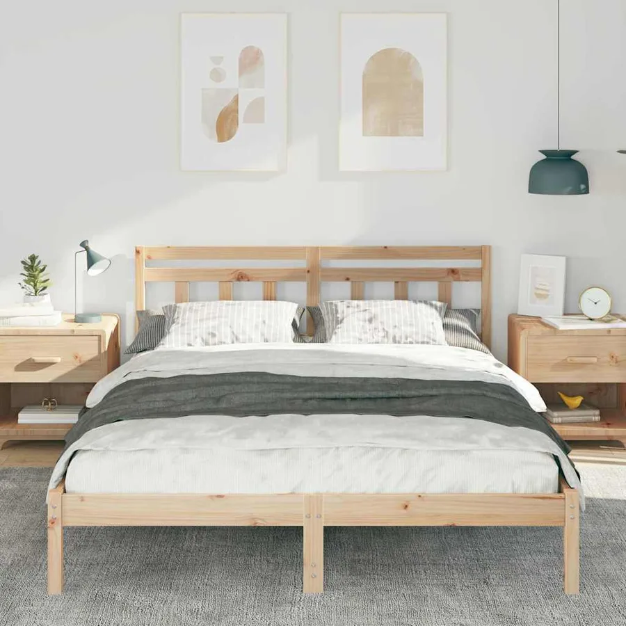 Cadre de lit Marron 140 x 200 cm Pin massif - 3