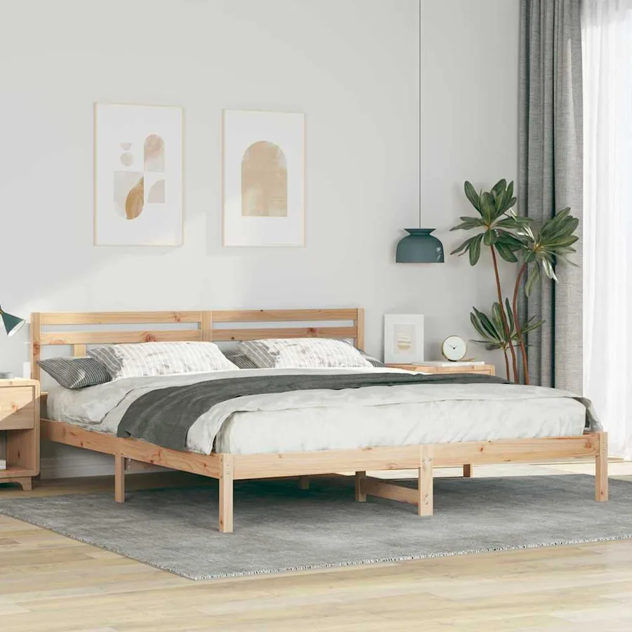 Cadre de lit Marron 200 x 200 cm Pin massif
