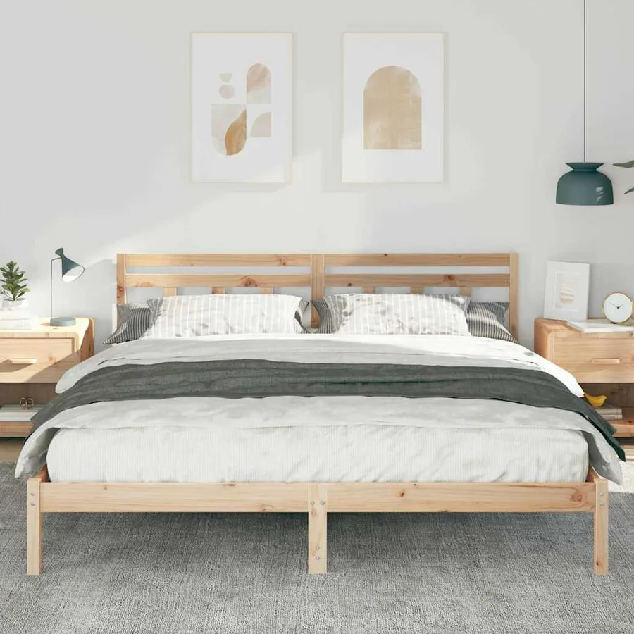 Cadre de lit Marron 200 x 200 cm Pin massif - 3