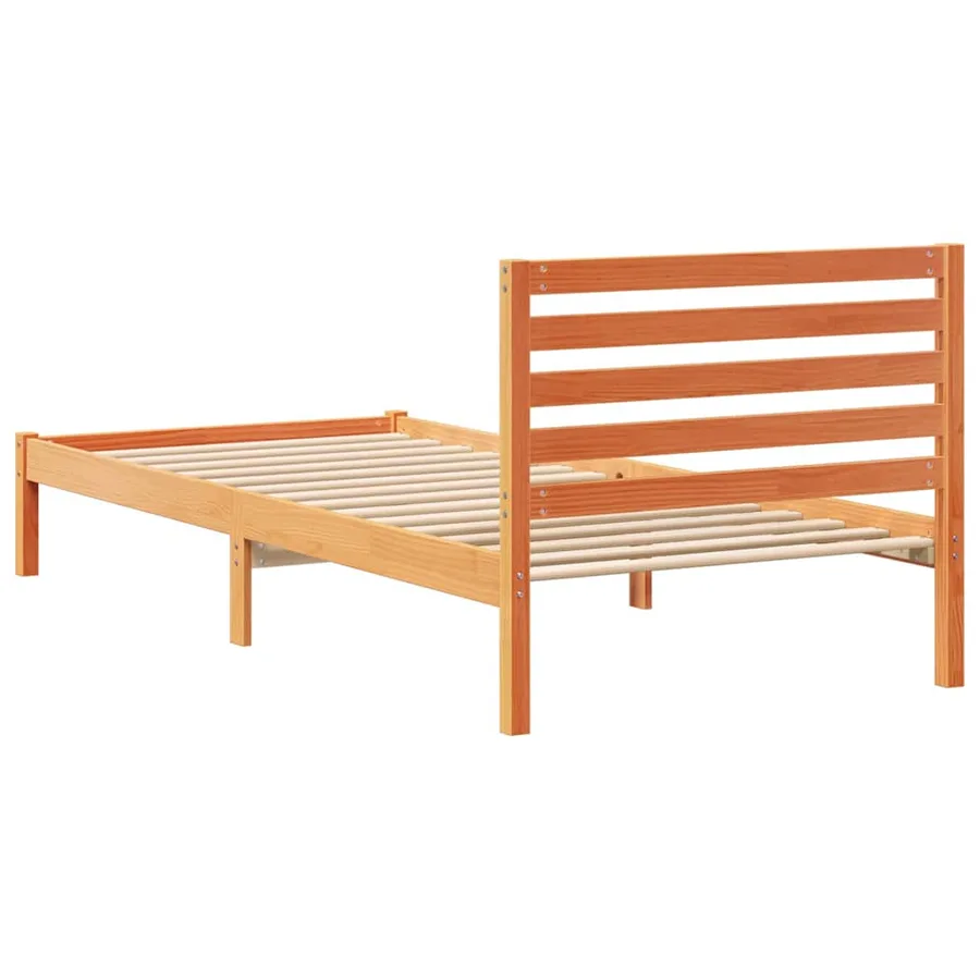 Cadre de lit avec tête de lit Brun cire 80 x 220 cm Pin massif - 7