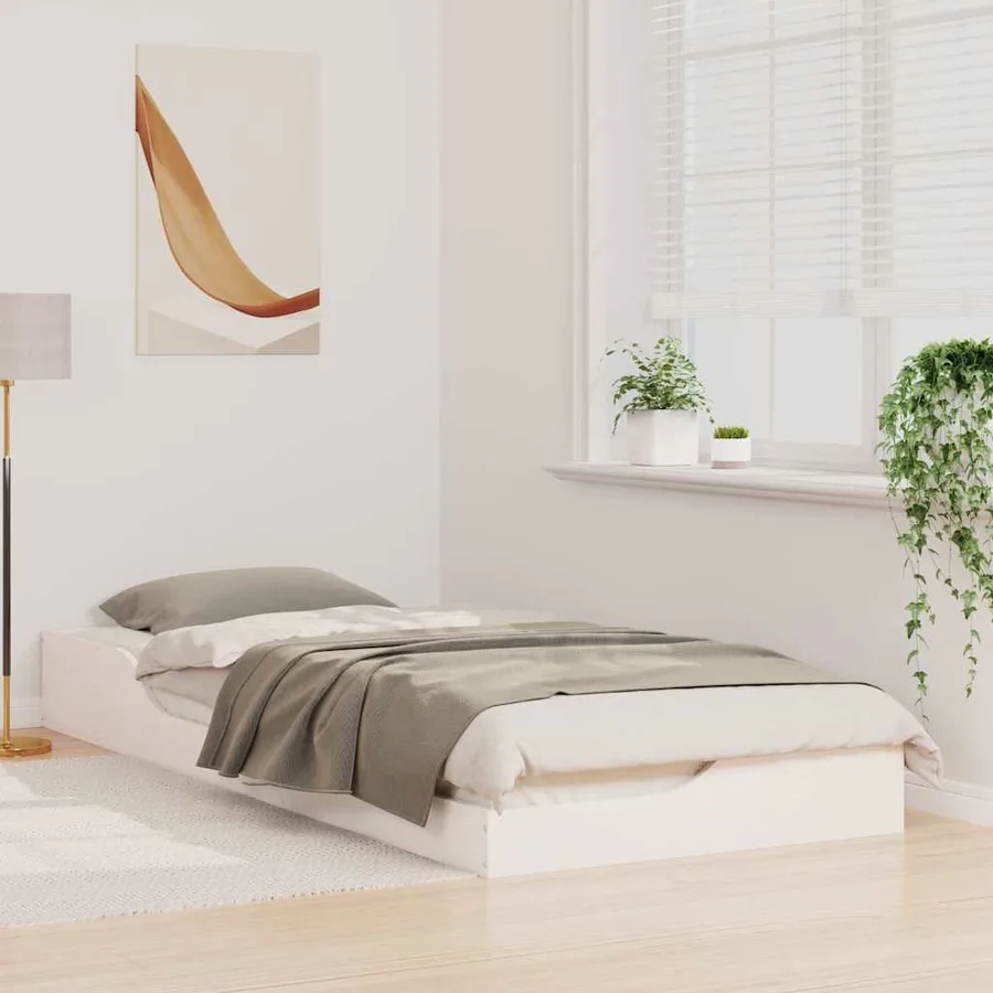 Cadre de lit Blanc 80 x 220 cm Pin massif - 3