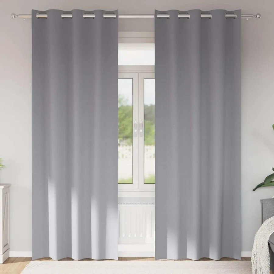 Rideaux occultants avec anneaux 2 pcs Gris clair 225 x 140 cm