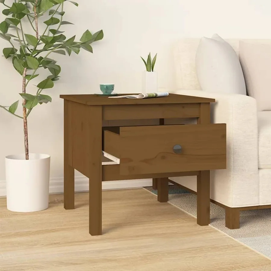 Table d'appoint Marron miel 50x50x49 cm Bois massif de pin - 3