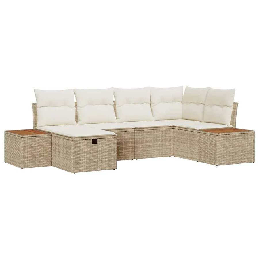 Ensemble de canapé de jardin 6 pcs Beige Poly rotin - 2