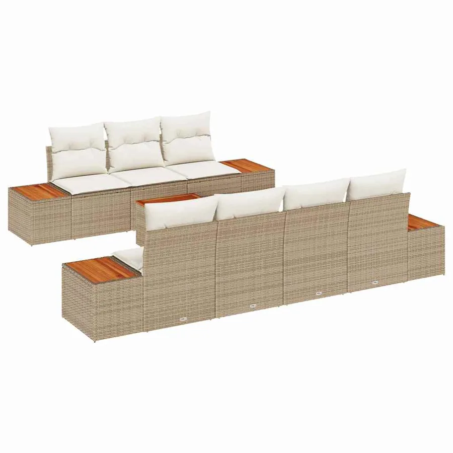 Ensemble de canapé de jardin 8 pcs Beige Poly rotin - 2