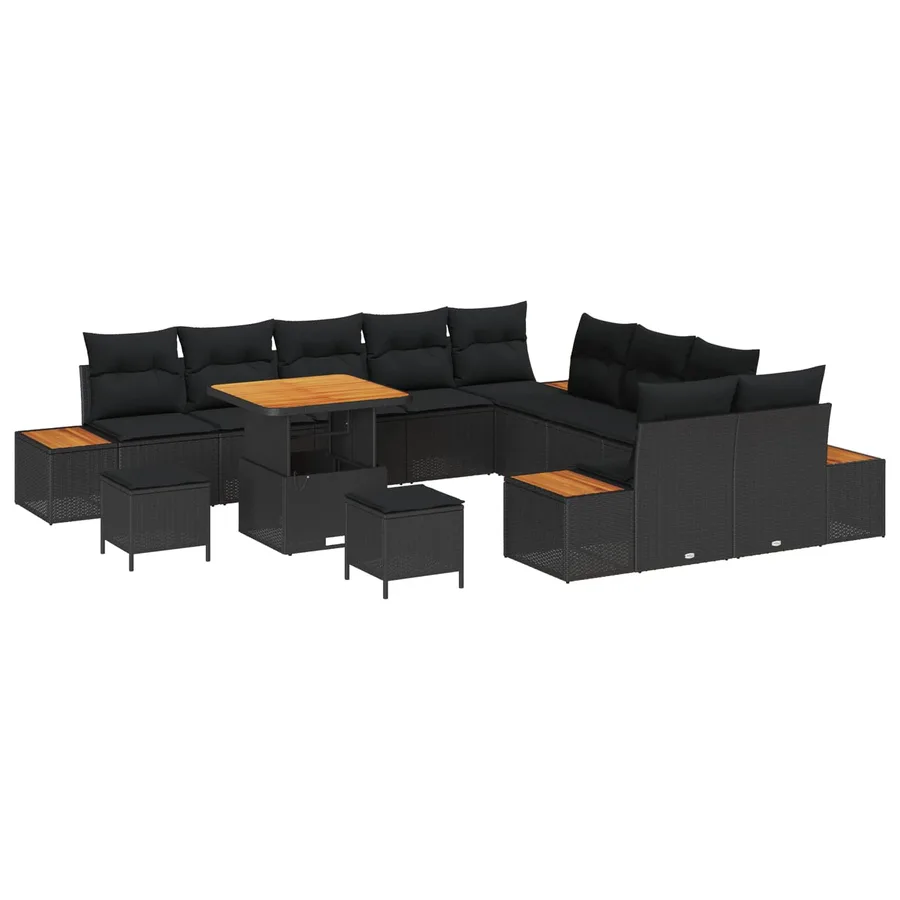 Ensemble de canapé de jardin avec coussin 13 pcs Noir - 2