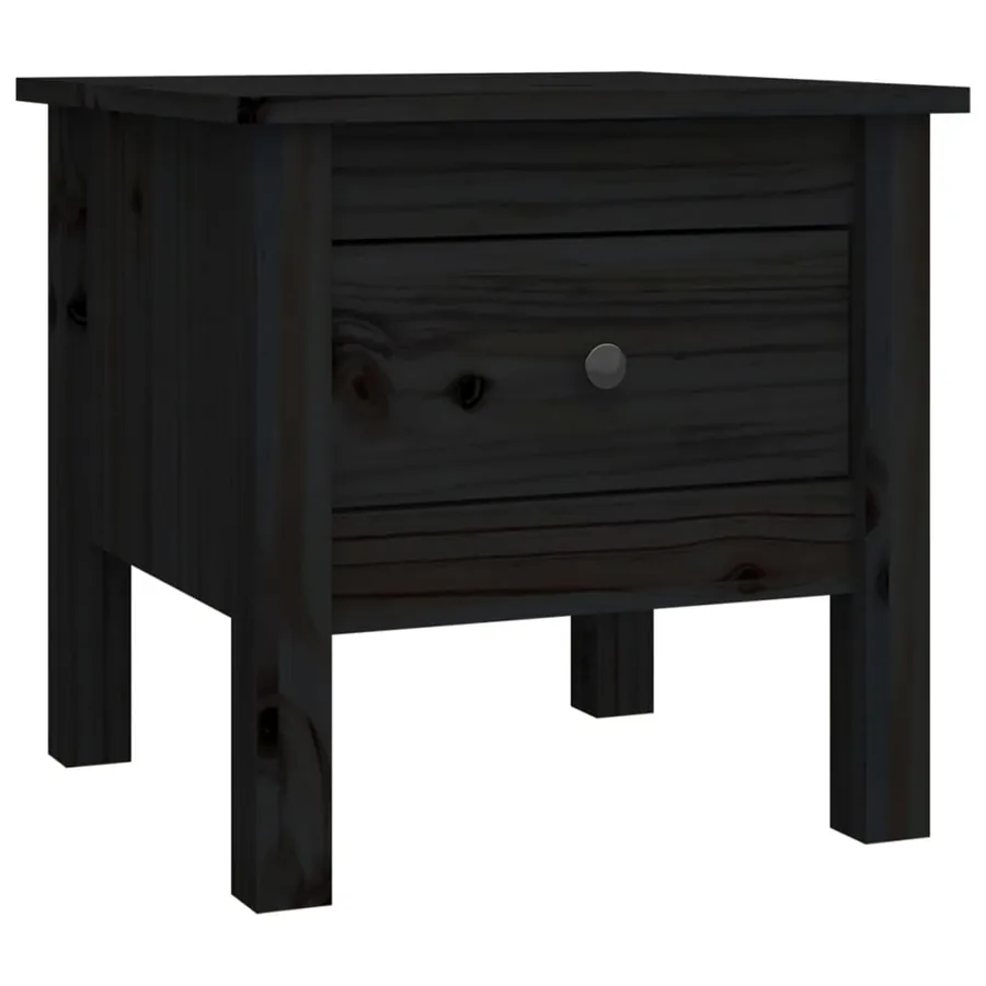 Table d'appoint Noir 40x40x39 cm Bois massif de pin - 2