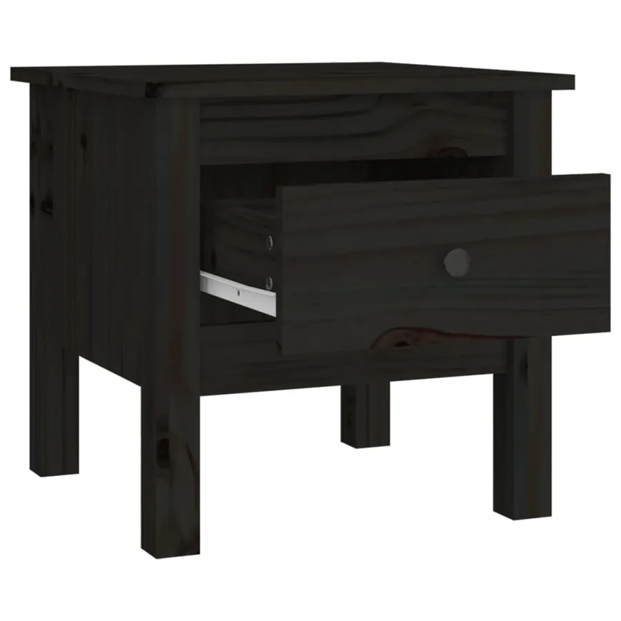 Table d'appoint Noir 40x40x39 cm Bois massif de pin - 7