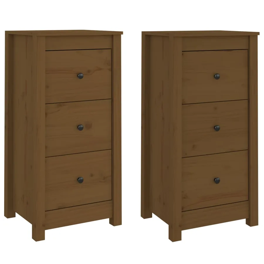 Buffets 2 pcs marron miel 40x35x80 cm bois massif de pin - 2