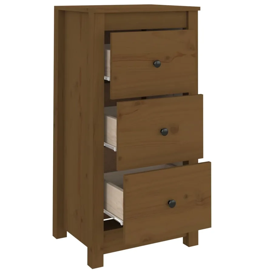 Buffets 2 pcs marron miel 40x35x80 cm bois massif de pin - 6