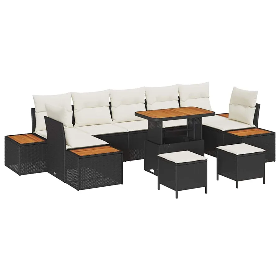 Ensemble de canapé de jardin 10 pcs Noir Poly rotin - 2